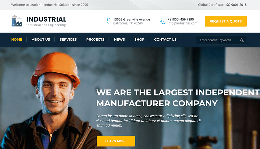 Web design industrial company
